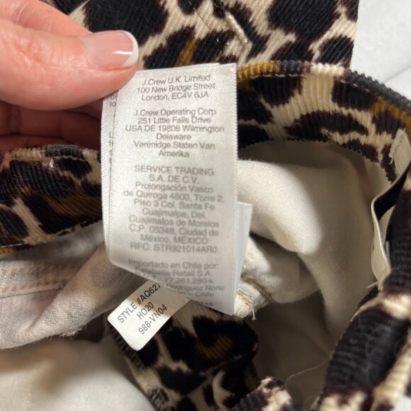 J Crew AQ627 Highest Rise Toothpick Pant in Leopard Stretch Corduroy Size 28T - Picture 9 of 9